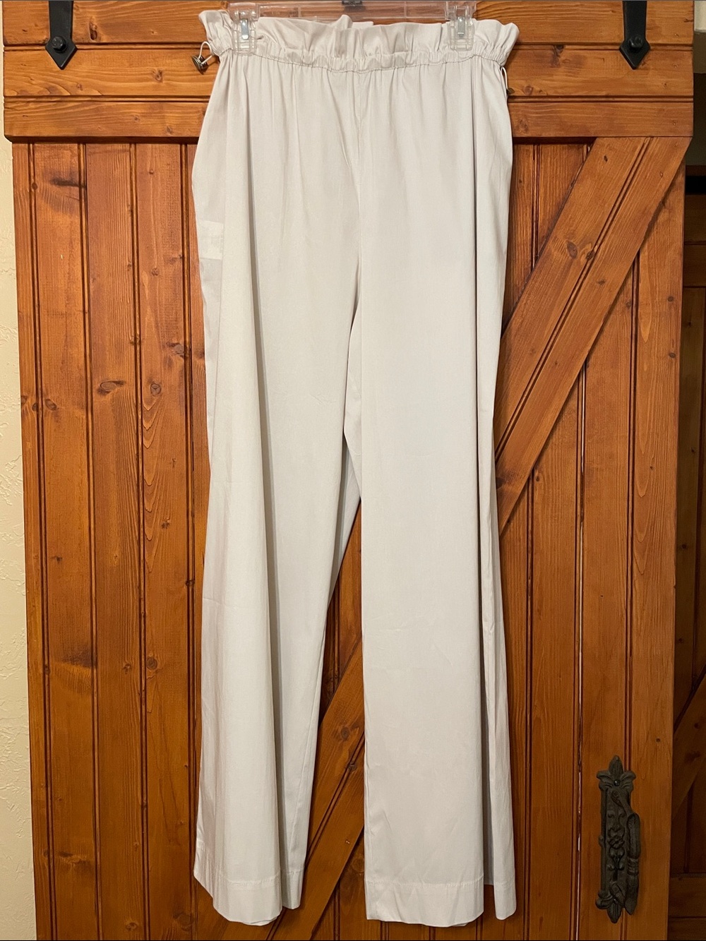DEVOTION TWINS Theano Tan Drawstring Waist Wide-Leg Pants Sz M